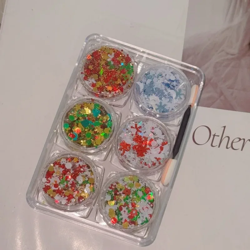 6Pcs/Set Sparkly Colorful Eye Glitter Gel Festival Glitter Face Hair Sequin Gel Cream Heart Star Moon Sequins