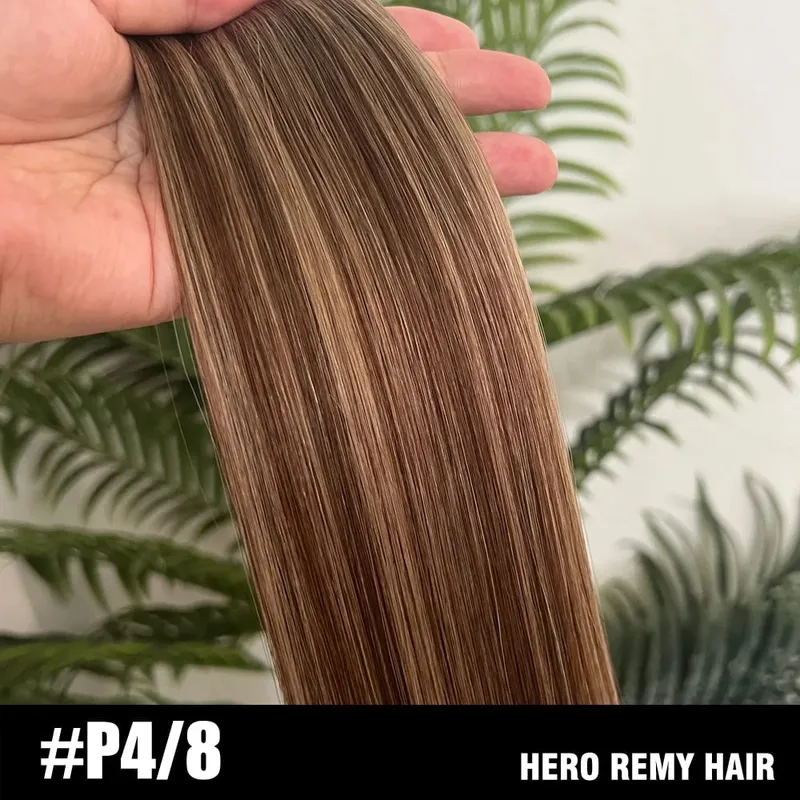 Straight Clip In PU Human Hair Extensions 10 Pcs/Set Full Head Clip Ins Hair 100/170 Grams Clip on PU Hair Extension for Women