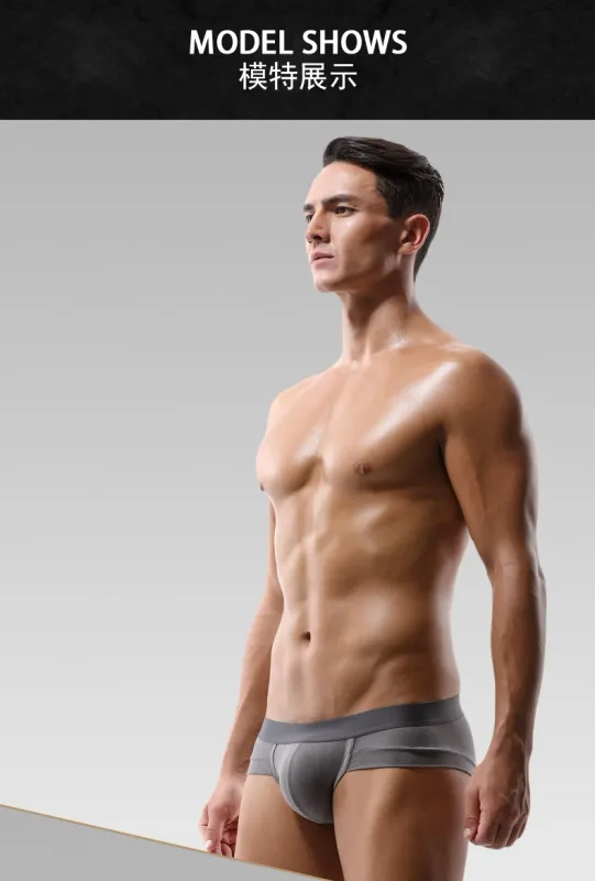 Men's Underwear, Men's Briefs, U-Shaped Pouch, Modal Breathable Summer Youth White Low-Waist Briefs