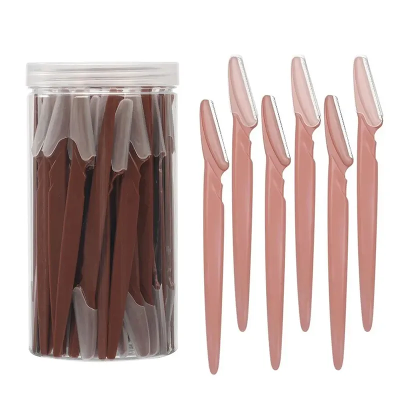 Eyebrow Trimmer 40PCS Brown Eyebrow Razor Safe Face Body Hair Removal Shaver Blades Woman Eyebrow Shaping Knife Razors
