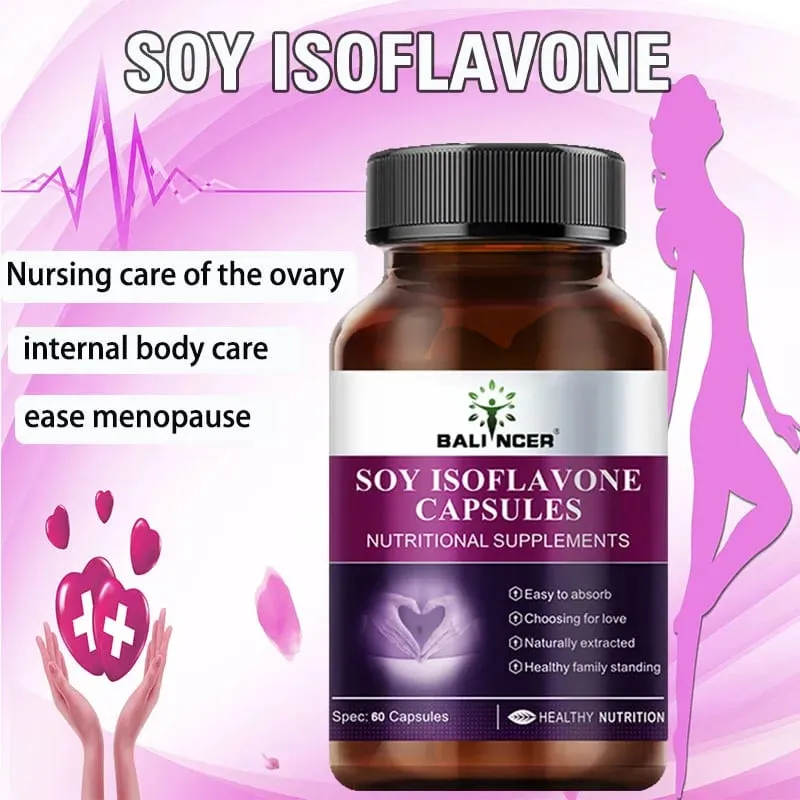 Soy Isoflavone Capsules Women's Health Hormone Balance Menopause Relief Mood Support Non-GMO Female Nutritional Supplement