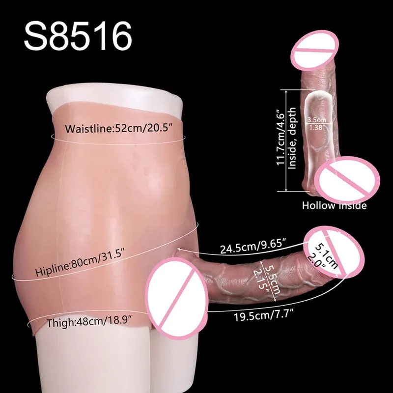 Thick Hollow Dildo Male Strap-On Huge Hollow Dildo Dick Extender Silicone Realistic Large Penis Sex Toy For Couples Sex