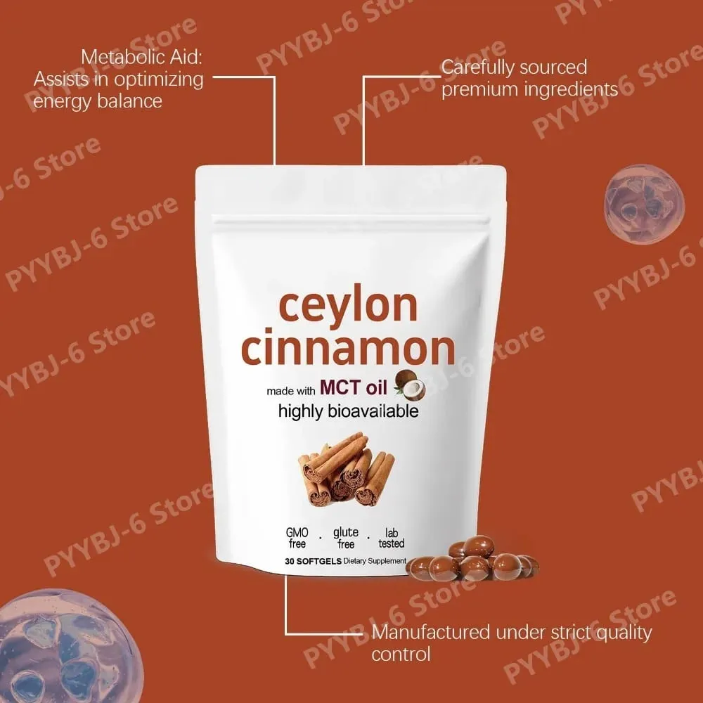 Ceylon Cinnamon Softgels 30 Count Natural Cinnamon Extract Supplement for Daily Wellness Digestion & Vitality Support