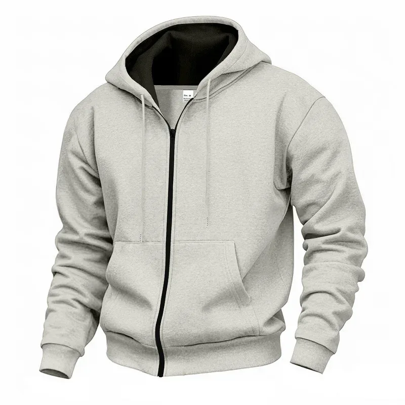 New 2026 Men's Autumn Casual Solid Long Sleeve Zipper Hooded Sweatshirt Coat Male Fashion Outdoors Sportswear Hoodies Jackets — image 34