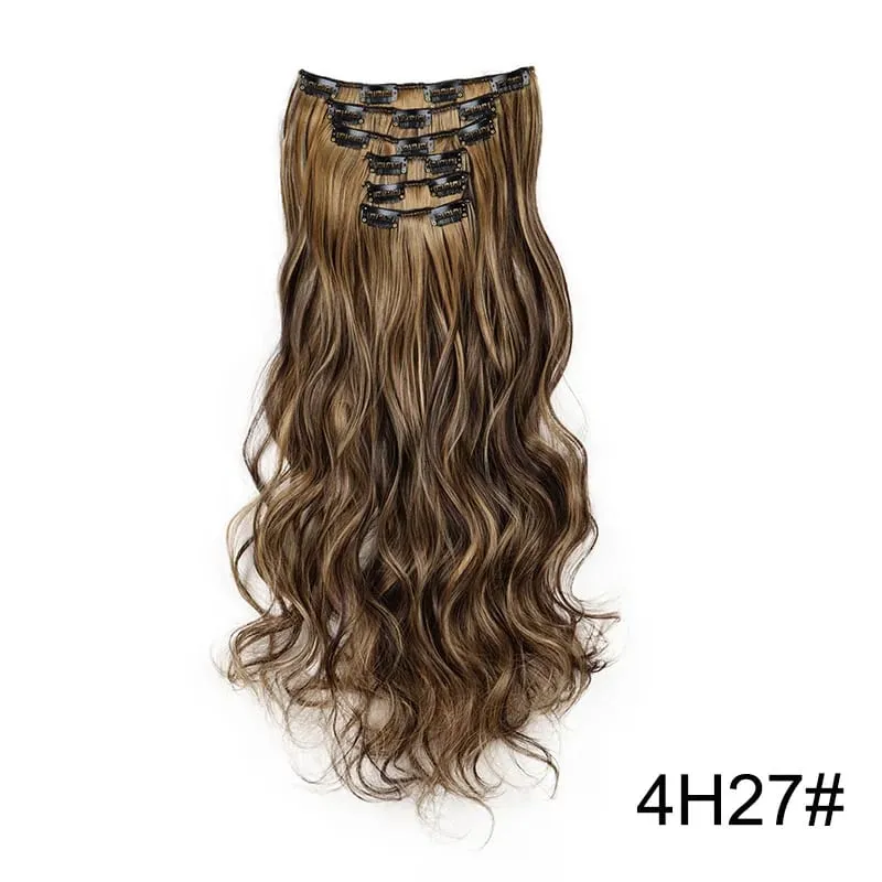 22Inch Synthetic 6pcs/set Long Curly Hair Extension Thick Soft Hairpiece for Short Hairline Coverage for Women Daily Use