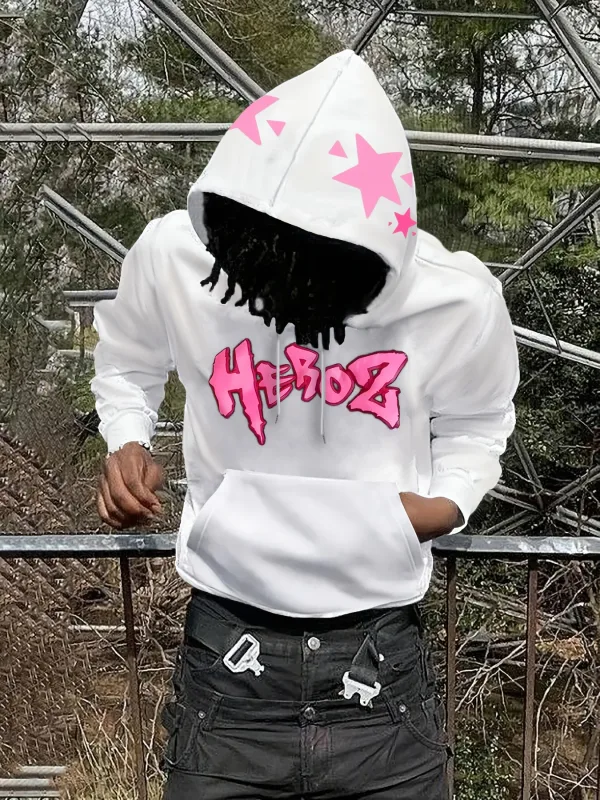 2026 Autumn/Winter Men's Hooded Sweatshirt with Letter Print Pattern - Comfortable Soft Casual Retro Streetwear for Men — image 3