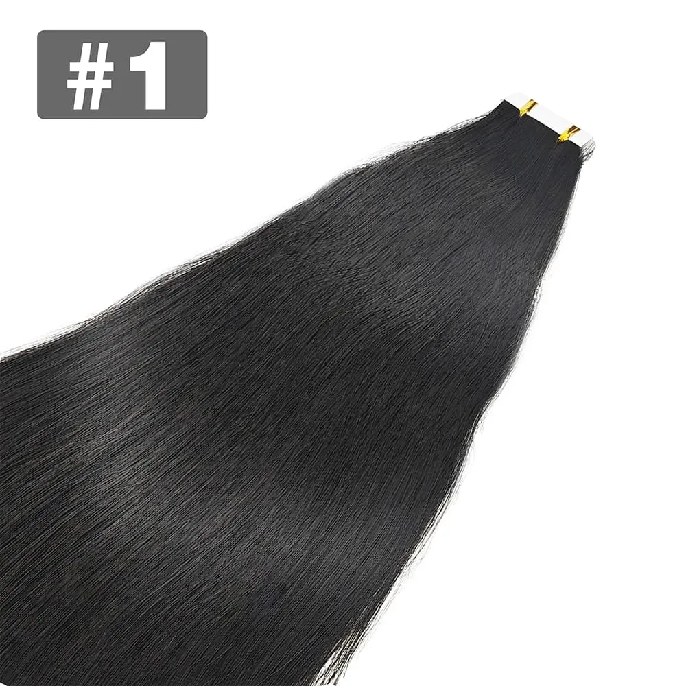 Dark Brown Tape In Hair Extensions Human Hair 20pcs 100% Remy Human Hair Straight Seamless Invisible Tape In Hair Extensions — image 9