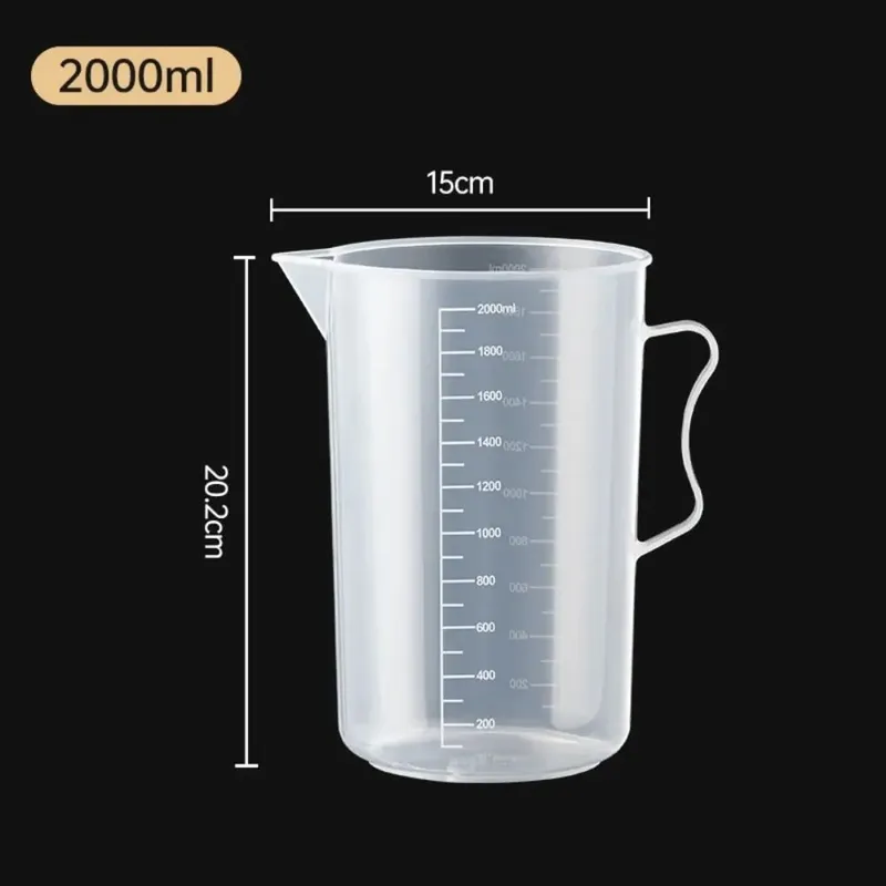 ถ้วยตวงพลาสติกโปร่งใสห้องปฏิบัติการ Beaker สำเร็จการศึกษาของเหลวเหยือกถ้วยครัวเบเกอรี่ทำอาหารการวัดขนาดคอนเทนเนอร์