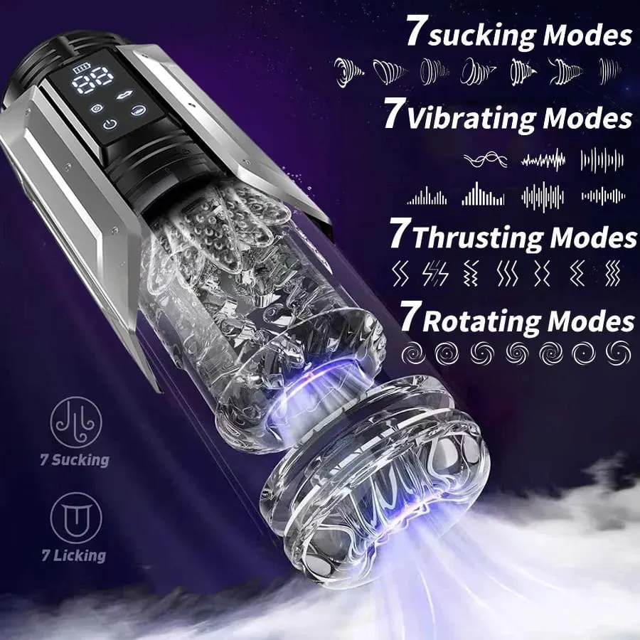 Automatic Male Masturbator Stroker with 7 Thrusting Rotating Licking Adult Pocket Pussy Mens Sex Toy Blowjob Sex Machine