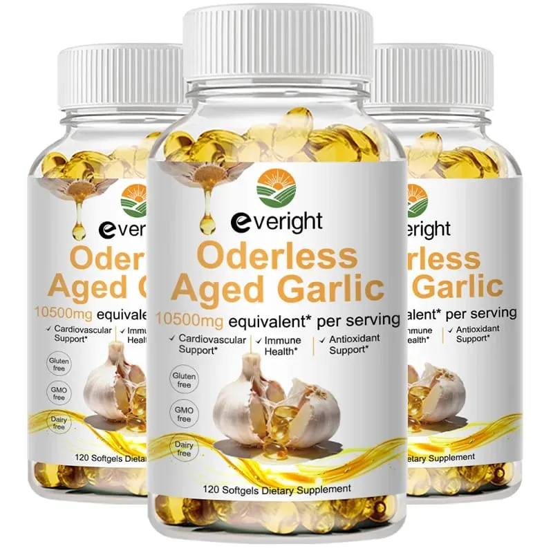 Aged Garlic Extract Capsules – Odorless Formula with Magnesium Chromium B1 & B9 – Supports Immune Heart & Cardiovascular Heal