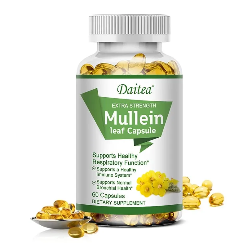Mullein Extract Capsules Suitable For Lung & Bronchial Cleanse for Smokers - Respiratory Health Support Gut Health