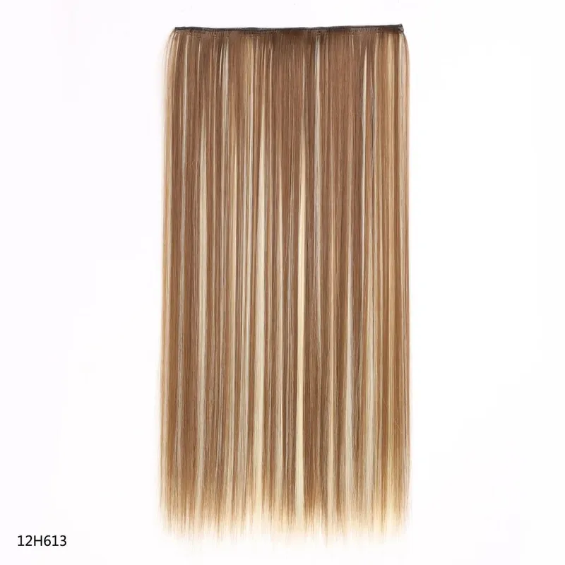 Synthetic 24 Inch Long Straight Clip in Hair Extension Seamless Natural Looking Easy Install Women’s Hairpieces for Daily Wear