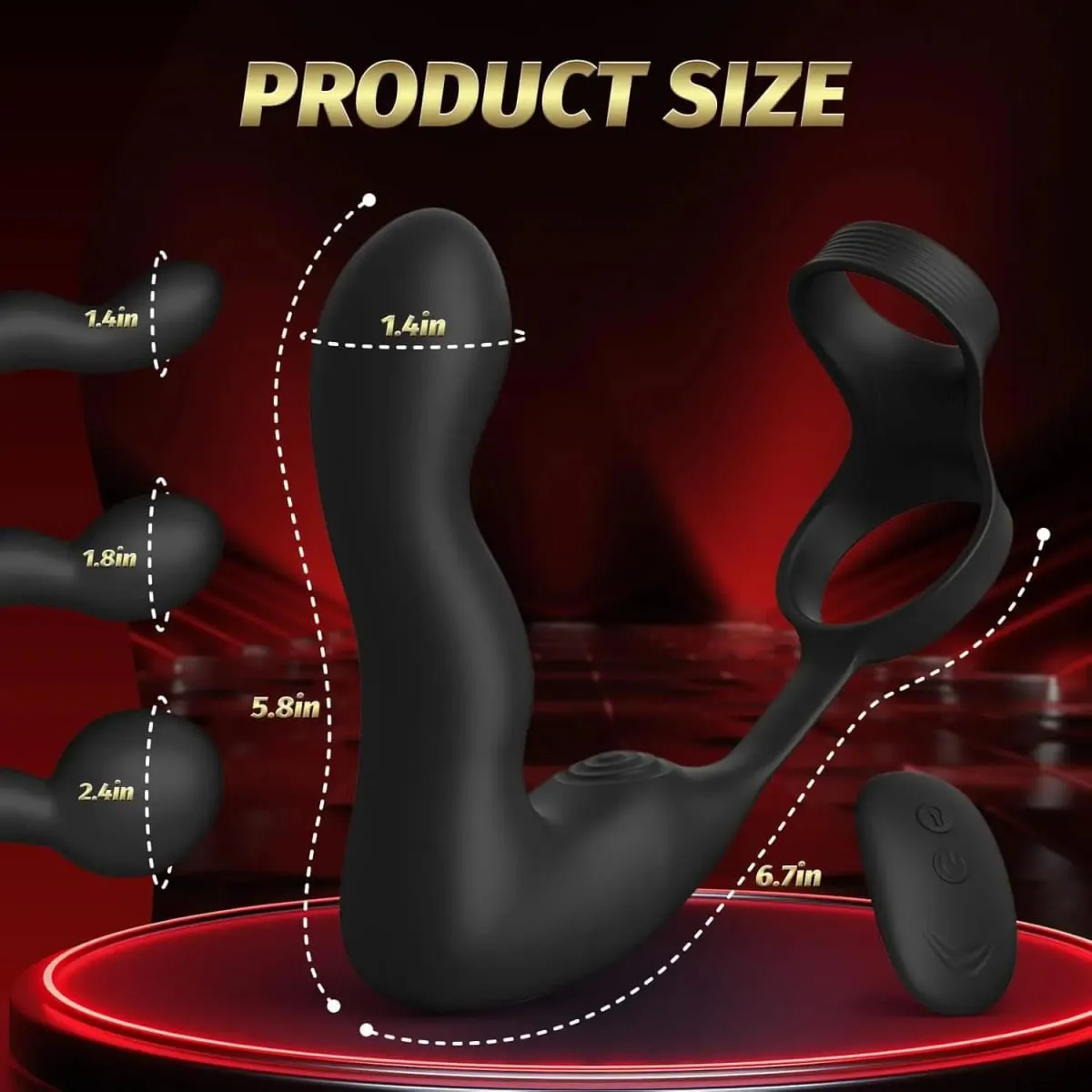 Anal Butt Plug Vibrator with Cock Ring Delay Ejaculation Prostate Massager Remote Control Adult Sex Toys for Men Couples Rings — image 2