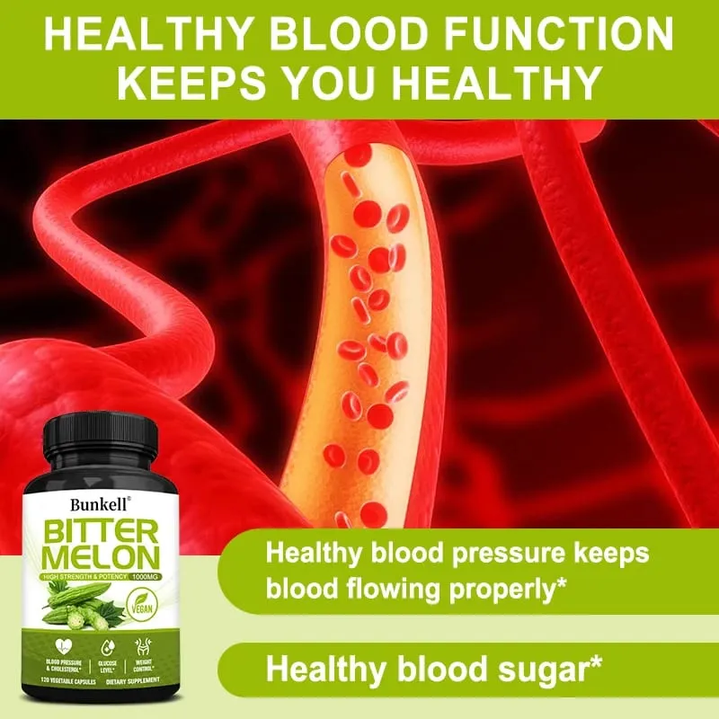 Organic Bitter Melon Extract Capsules - Blood Sugar Balance & Fat Burning Detox & Digestive Support Non-GMO 30/60/120 Counts