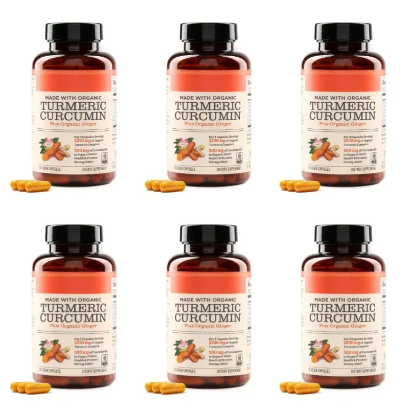 Turmeric Curcumin Plus Vegan Capsules Made with Organic Ginger Supports Joint Health and Heart Health Non-GMO 90 Capsules