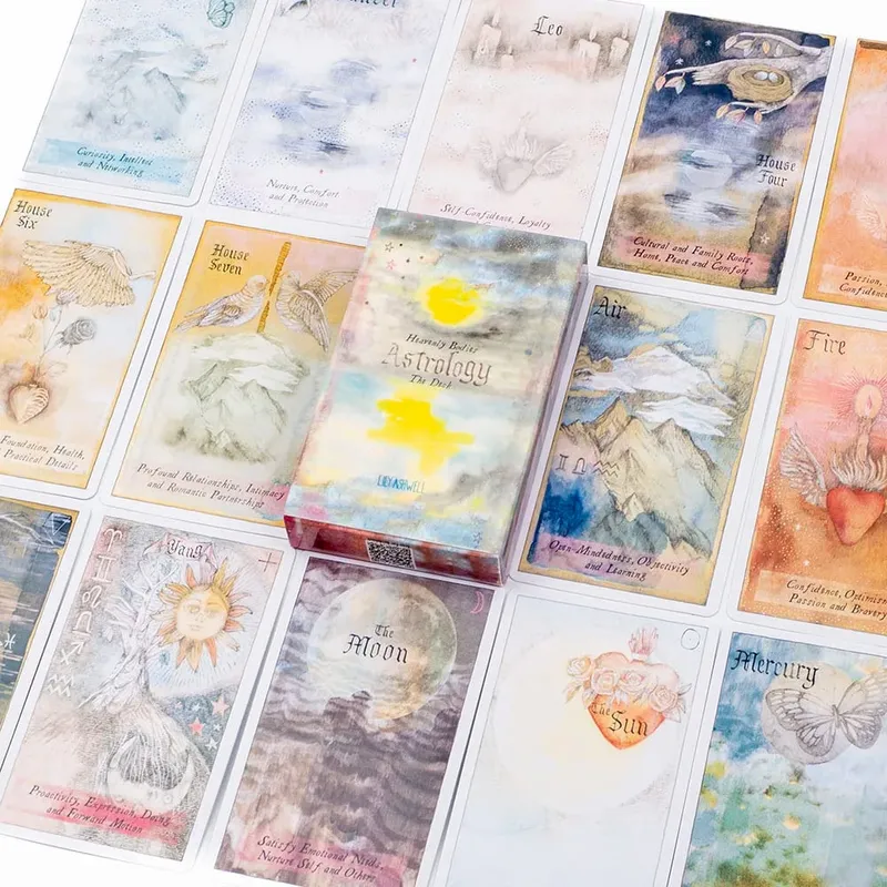 Heavenly Bodies 51-teiliges Astrologie-Orakel-Kartendeck für Schicksals-Wahrsagerei und Wahrsagerei, 10,4 x 6,1 cm großes Brettspiel für Partyspaß