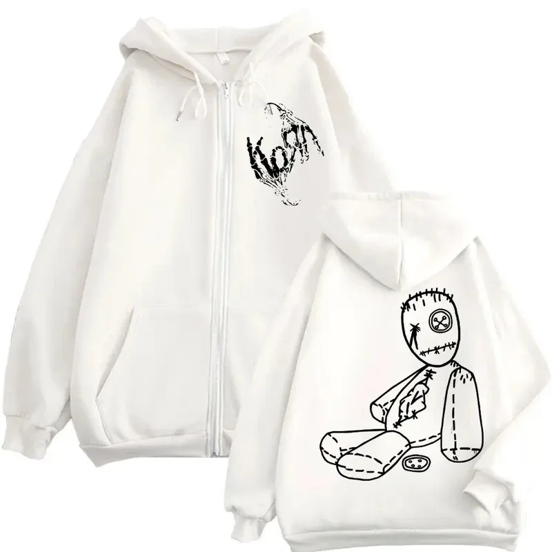 Limited Korn Rock Band Merch Zipper Hoodies Music Album Issues Print Zip Up Sweatshirts Men Women High Quality Fashion Pullovers