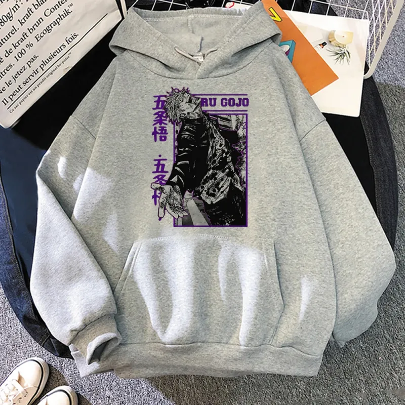 Anime Jujutsu Kaisen Manga Gojo Satoru Graphic Hoodies Vintage Oversized Hooded Long Sleeves Cotton Hoodie Men Women Clothes
