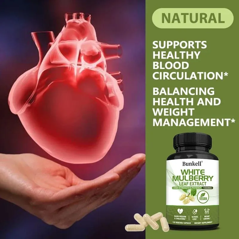 Hvidt Mulberry Leaf Extract 1000mg - 120 Kapsler Hvid Mulberry Leaf Ikke-GMO glutenfrit supplement Høj styrke og styrke