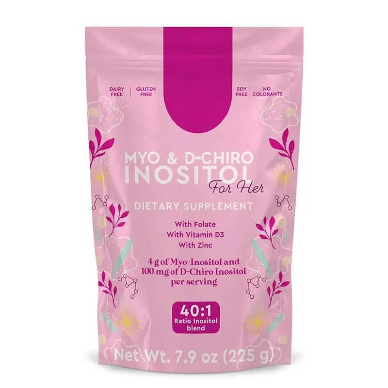Myo Inositol & D-Chiro Inositol Powder 40:1 Ratio 225g 45 Servings with Folate Vitamin D3 and Zinc Daily Nutrition