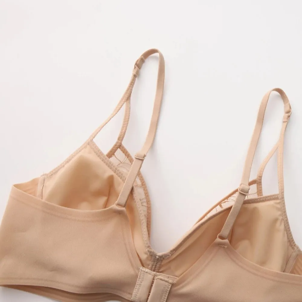 Women's Style Sexy Lingerie Set Thin Contrast Lace Patchwork Push-Up Wireless Bra with Double Shoulder Straps for Small Bust — image 6