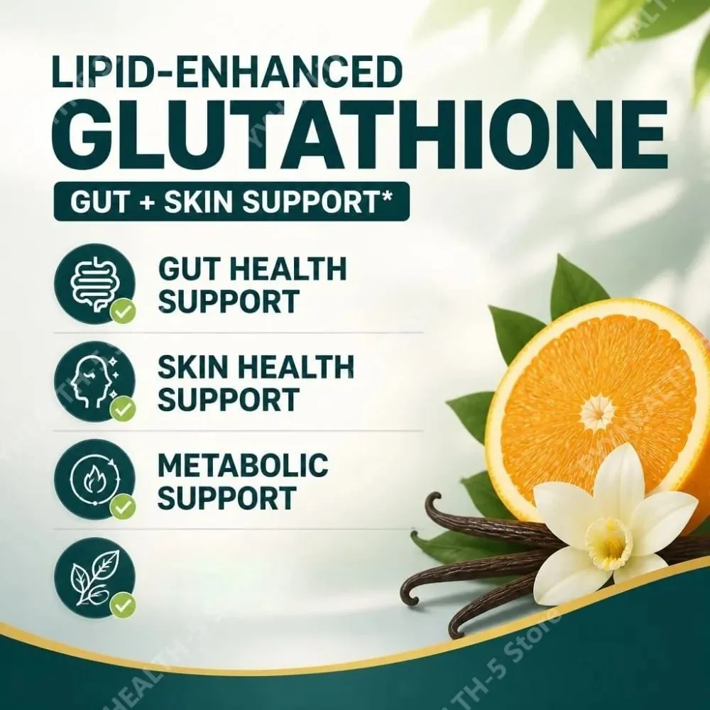 Lipid-Enhanced Glutathione Liquid Supplement Packets with Citrus Vanilla Support Gut Health and Skin Health 26 Packets 130ml