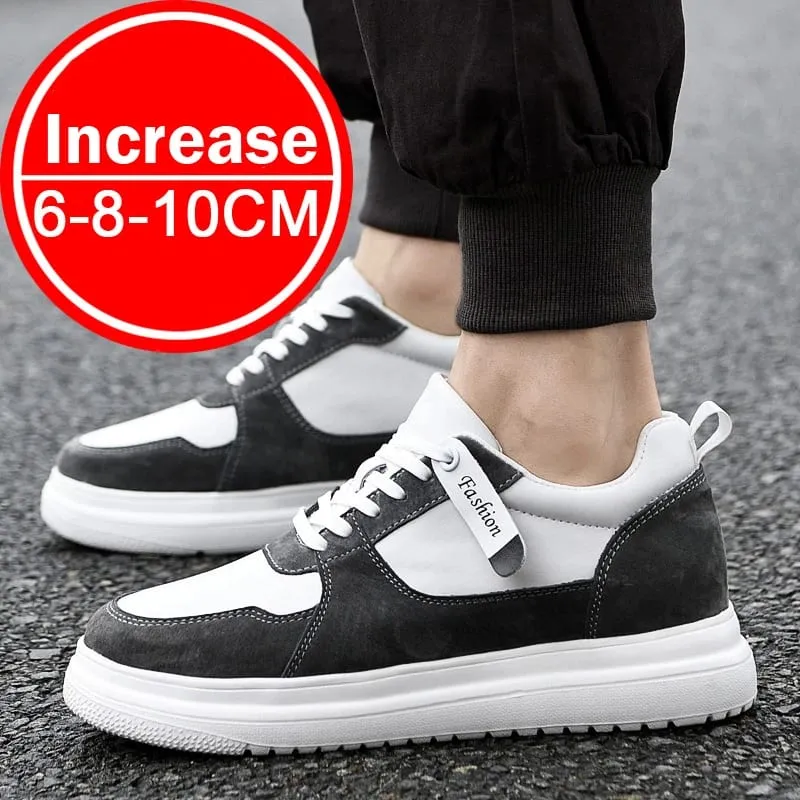 Plus Size37-46 Lift Sneakers Man Elevator Shoes Height Increase Insole 8cm White Black Taller Shoes Men Leisure Fashion sneakers