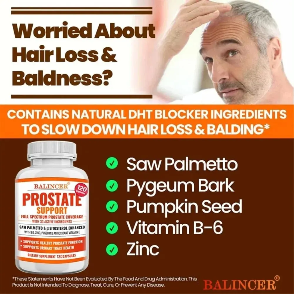 Prostate Supplements Saw Palmetto Prostate Health Support with 33 Ingredients for Healthy Urination Frequency & Improve Sleep