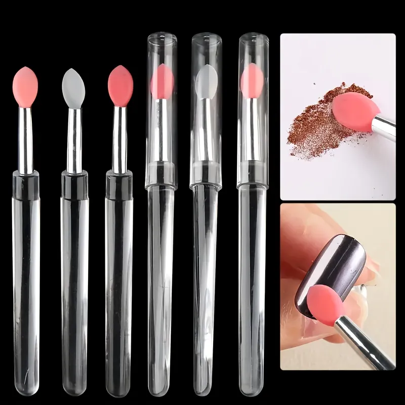 5 cọ vẽ móng tay bằng silicon có thể tái sử dụng với hiệu ứng gương - dụng cụ trang điểm & sơn móng tay hai đầu