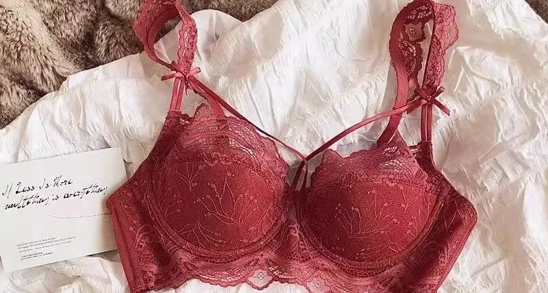 French Pure Lace Bralette Petite Melltartó szett AABB Cup eltávolítható pántokkal és vékony push up betétekkel Puha aládrót szexi női