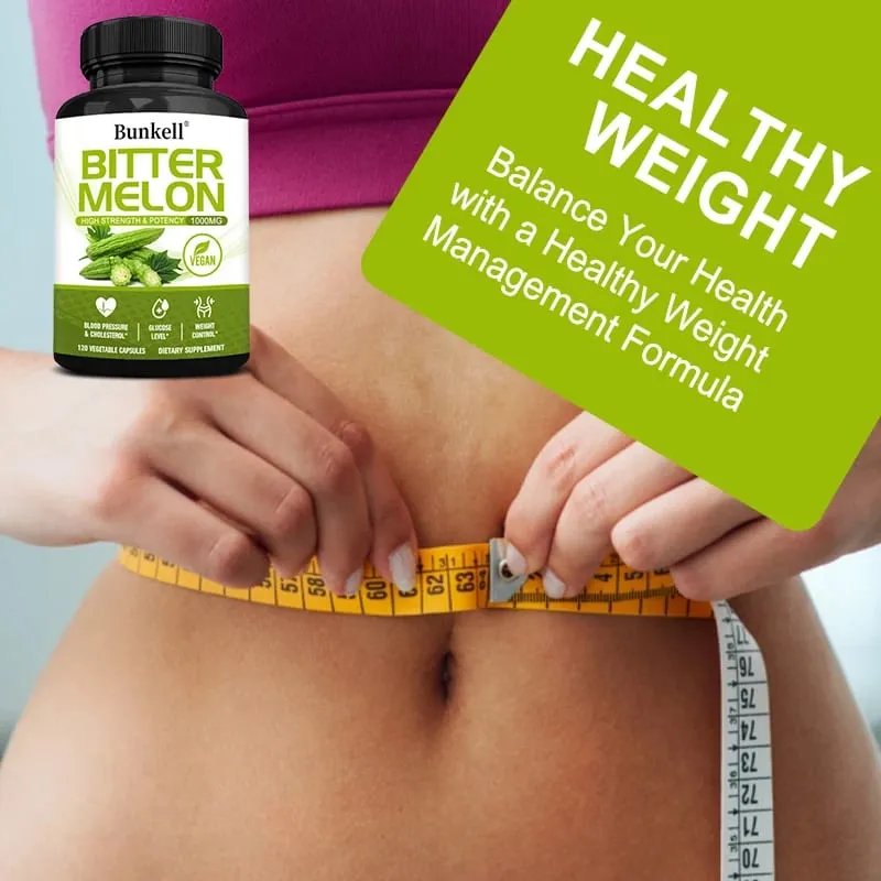 Organic Bitter Melon Extract Capsules - Blood Sugar Balance & Fat Burning Detox & Digestive Support Non-GMO 30/60/120 Counts