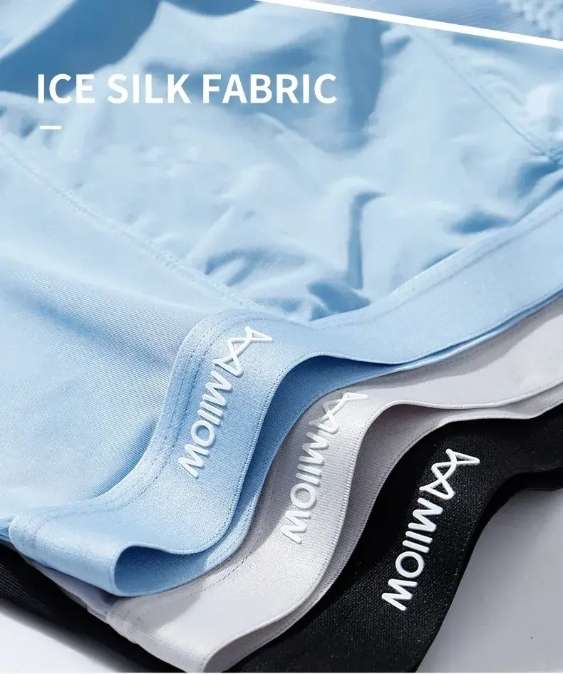 MiiOW 3Pcs Thin Ice Silk Men Boxershorts Graphene Antibacterial Man Underwear Breathable Men's Panties Mens Boxers Briefs Trunks