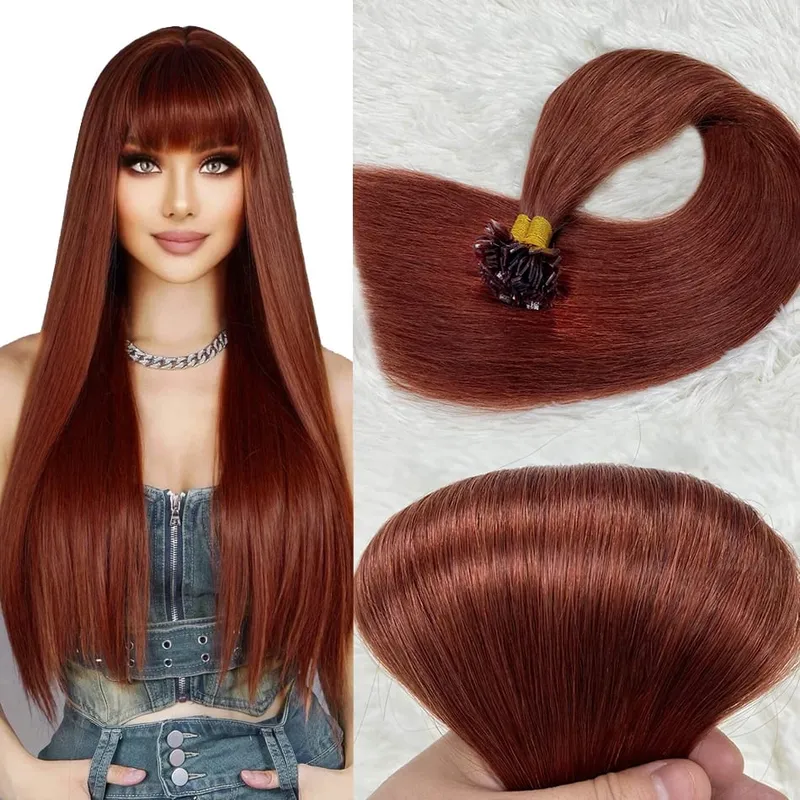 Human Hair Flat Tip Extension Remy Hair18-30inch Real Remy Silky Straight Black Brown Pre Bonded Keratin Fusion Hair