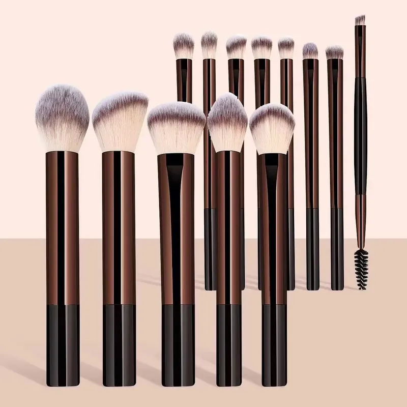 14-Piece Silver Professional Makeup Brush Set | Includes 2 Plush Velvet Puffs + 2 Blending Sponges | Vegan Cruelty-Free Brush Co