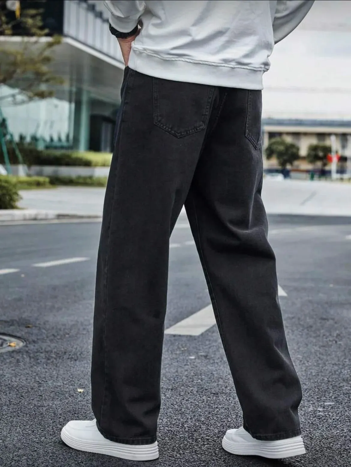 Men's Straight Jeans - Relaxed Fit with Great Drape Tummy & Slimming Dark Grey Wash — image 2