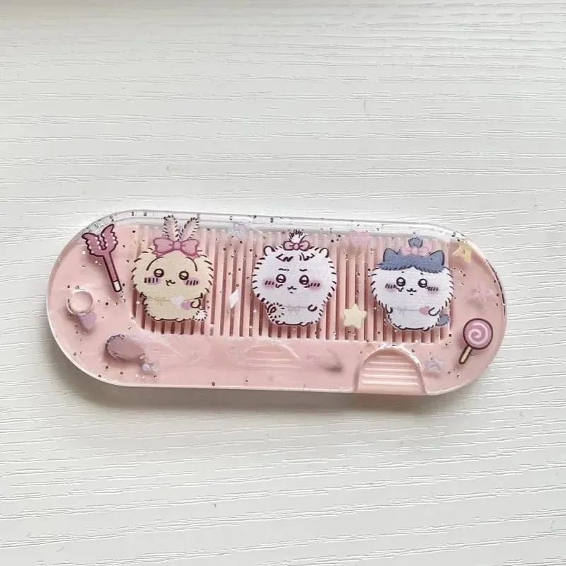 Mới Yiji Hoạt Hình Gấp Lược Nhỏ Di Động Bỏ Túi Trang Điểm USAGI うさぎ ハチワレ Hachiware Mini Dễ Thương Lược Nổ Lược Quà Tặng