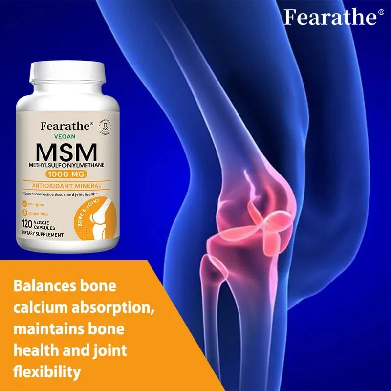 Farathe 메틸설포닐메탄(MSM) 1000 Mg 항산화제는 관절 건강의 균형 잡힌 칼슘 흡수를 촉진합니다. Non-GMO 글루텐 프리