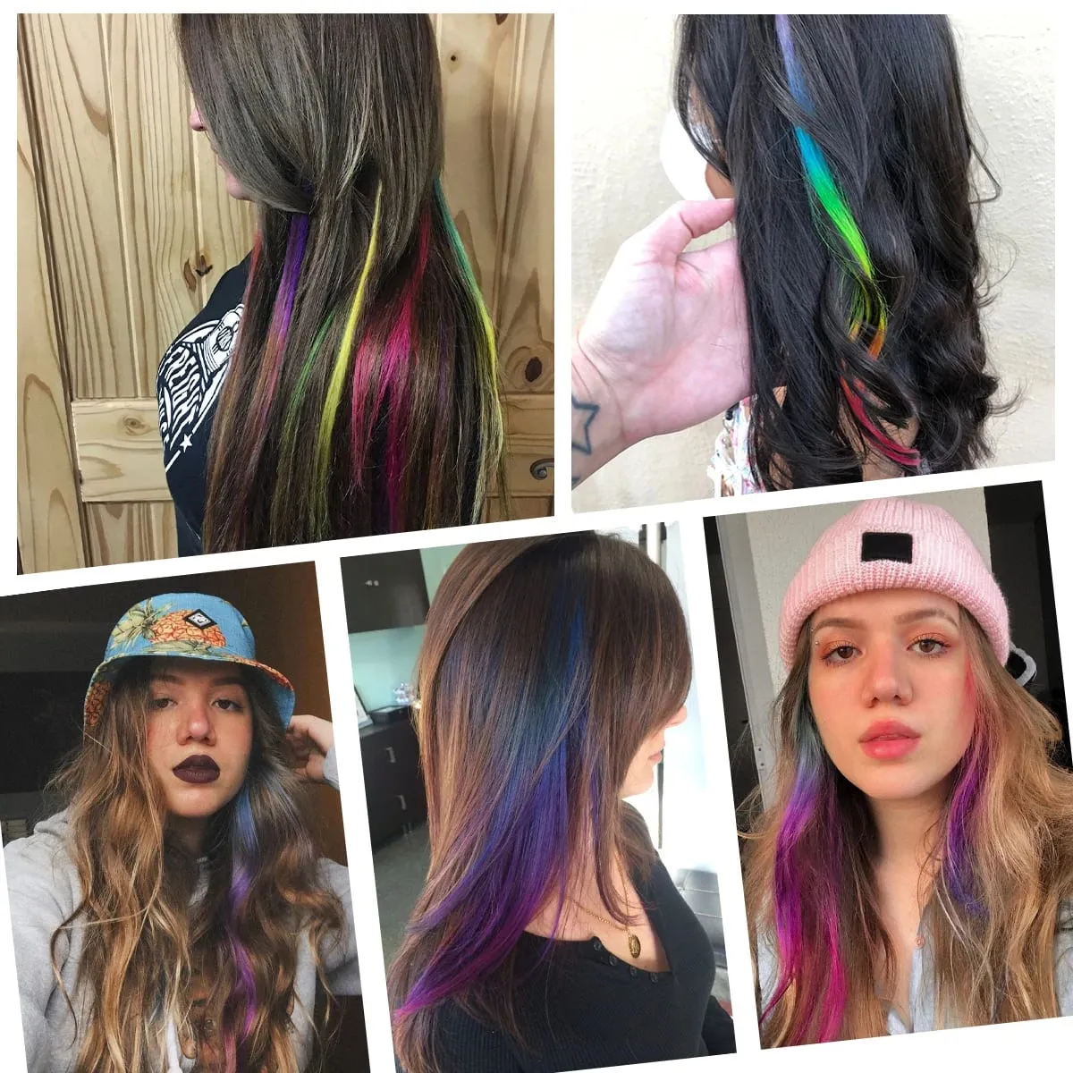 1Pcs Gradient Color Clip in Hair Extensions Party Highlights Wig Synthetic Straight Hairpiece for Girls Kids Christmas Party Use