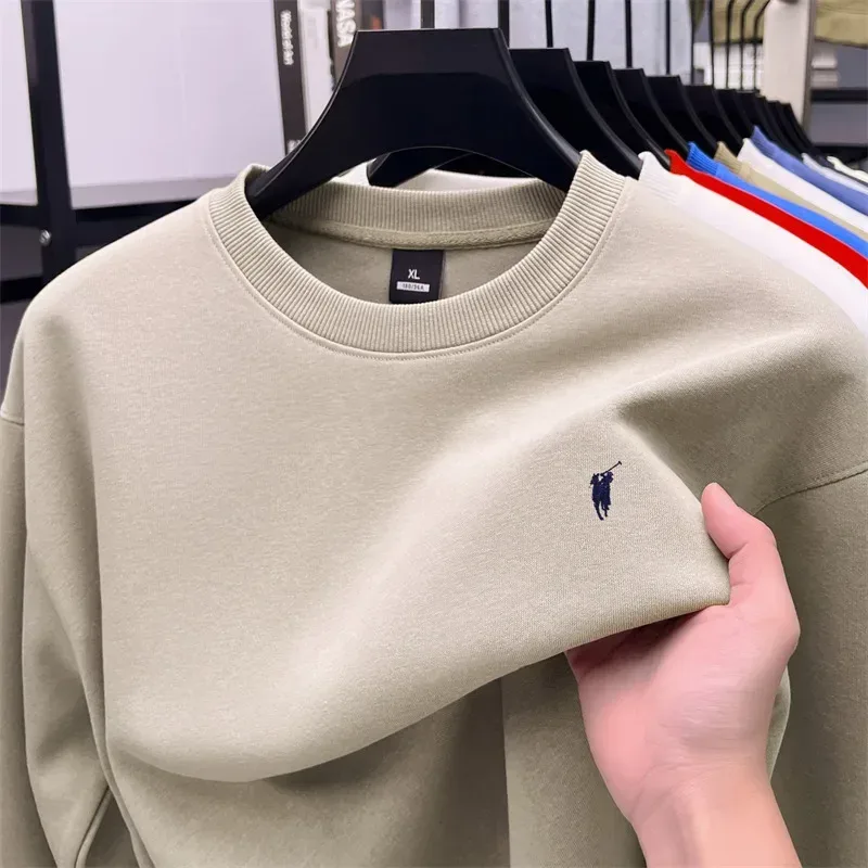 2026 Men's Crewneck Casual Long-sleeve Printed Leisure T-shirt Solid-color Multi-functional Leisure T-shirt