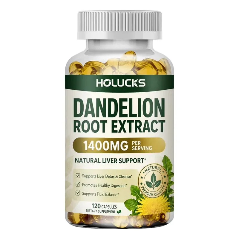 Natural Dandelion Root Extract 1400mg Capsules Support Liver Detox Cleanse Aid Digestive Fluid Balance & Light Daily Vitality
