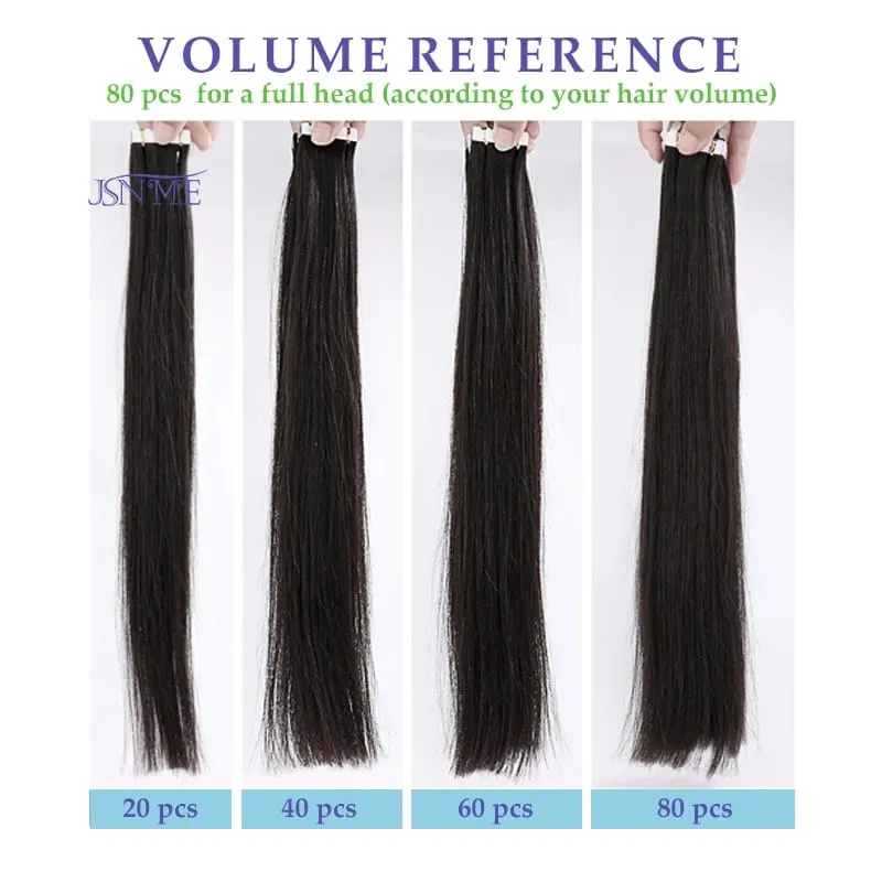 Mini Tape In Hair Extensions Seamless Invisible SKin Weft 100% Remy Human Hair Black Brown Blonde For Salon For Women