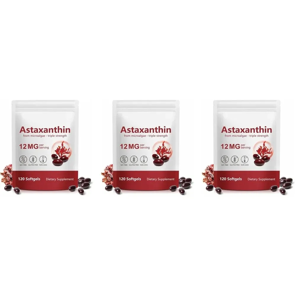 Astaxanthin 12mg Softgels Triple Strength Antioxidant Support for Skin Eye Joint & Immune Health – 120 Count 4‑Month Supply