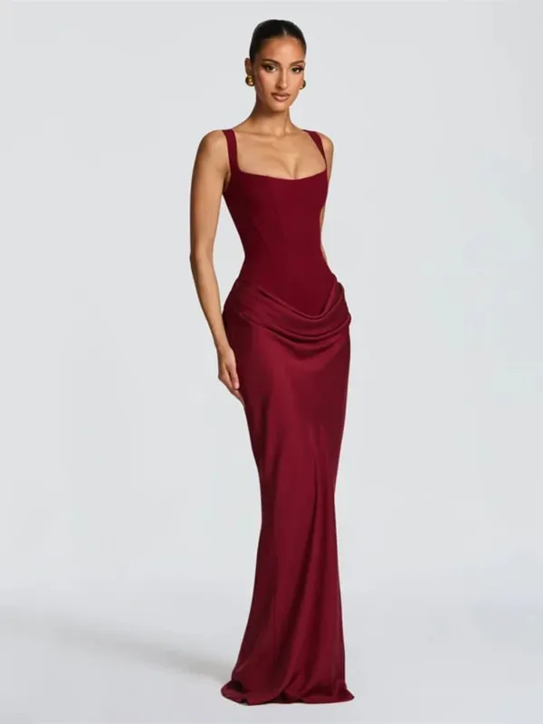 Solid Sexy Pleated Strapless Dress Women Chic Off-shoulder Backless High Waist Split Maxi Dresses 2026 New Evening Party Gown — image 8