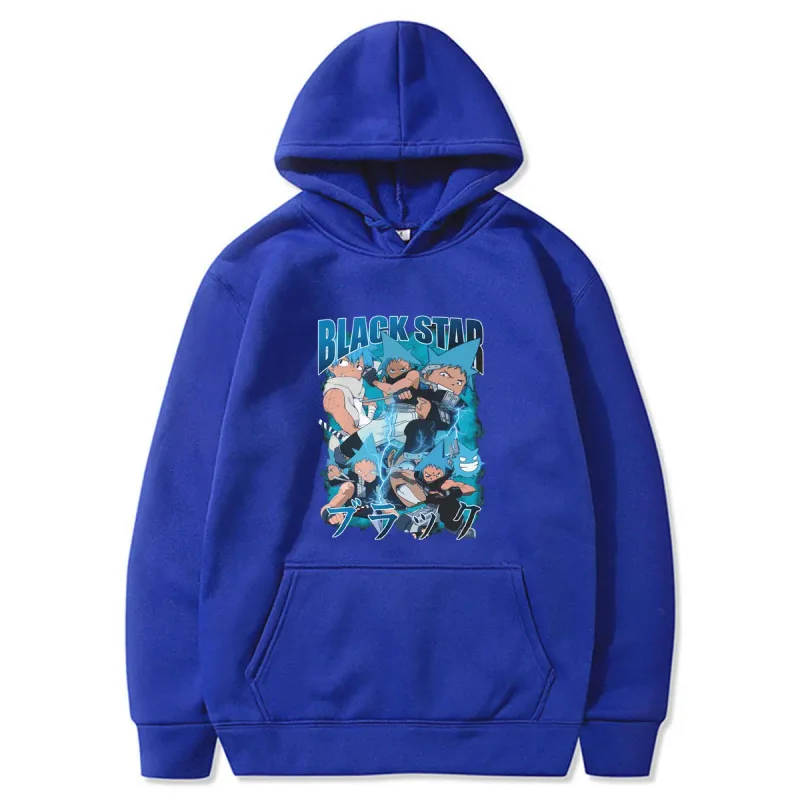 Anime Soul Eater Black Star Graphic Print Men Women Funny Clothes Fashion Oversized Hoodies Winter Casual Long Sleeve Streetwear
