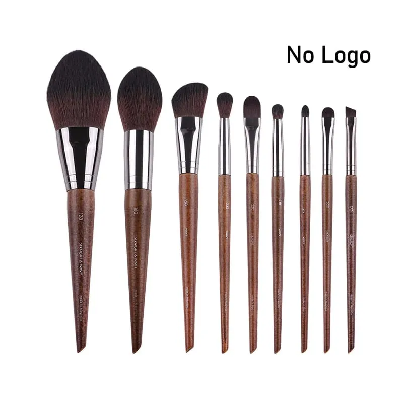 Naturligt træ Øjenmakeup børster hele sæt Pro Crease Øjenskygge Make-up kit smudge highlighter øjenbryn Læbevippebørste praktisk