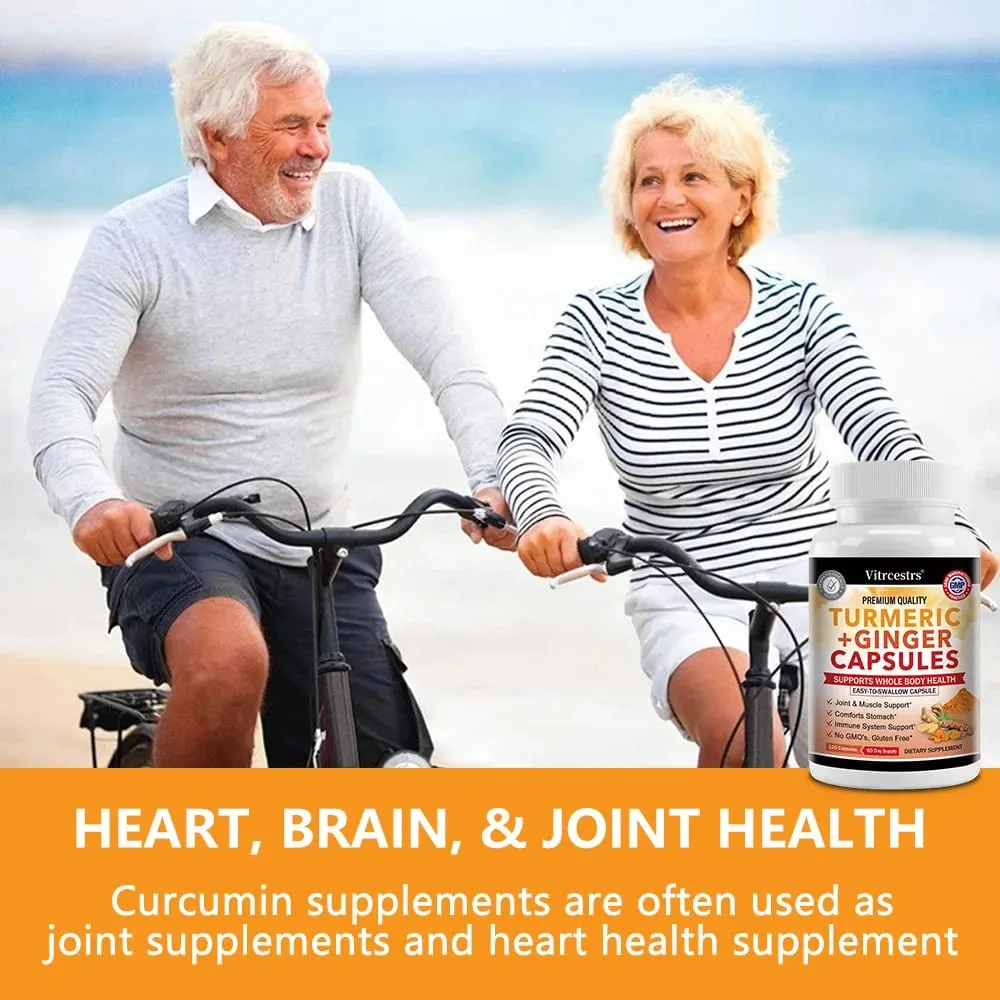 Turmeric and Ginger Root Capsules - Joint Bone and Muscle Health Support Promote Digestion Vegan & Non-GMO