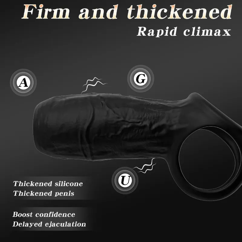 Vibrating Penis Sleeve Cock Ring Penis Ring Vibrator Penis Extender G Spot Stimulation Male Couples Adult Sex Toys for Men