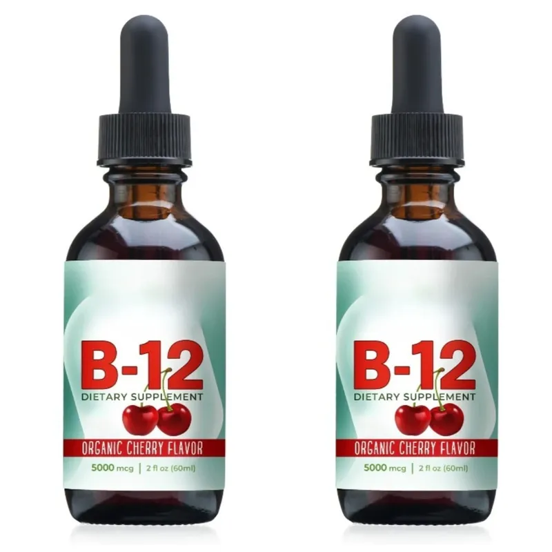 비타민 B12 메틸코발라민 액체 방울 5000mg 체리 맛 2액량 온스 60회분 비건 무설탕 일일 보충제