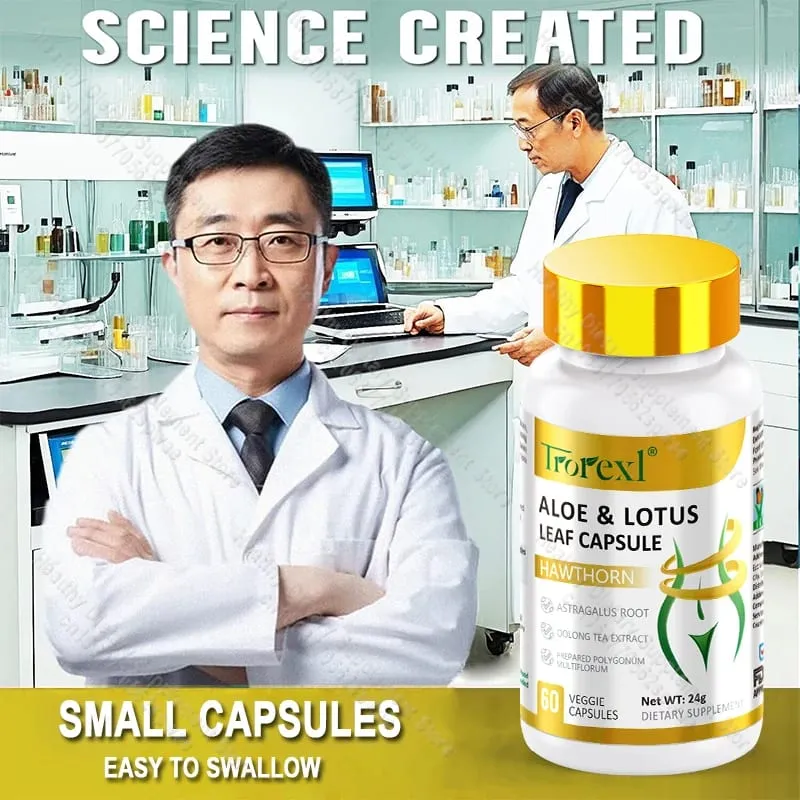Aloe & Lotus Leaf Capsules Flat Tummy Pills Appetite Suppressant Detoxification Preserve Lean