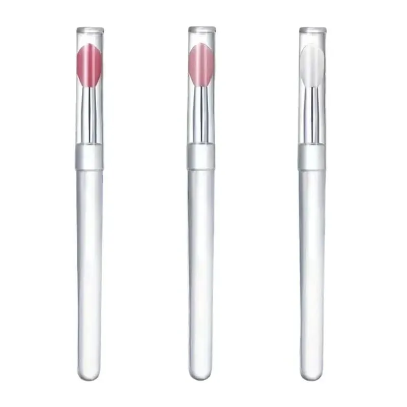 1/2/3/4pcs Portable Silicone Lip Brush With Cover Soft Multifunctional Lip Balm Applicator Lipstick Lipgloss Makeup Brushes